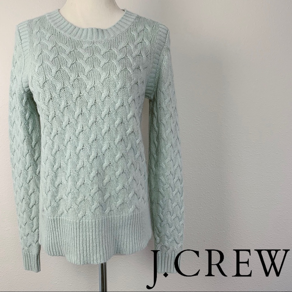 J. Crew S aqua cable sweater